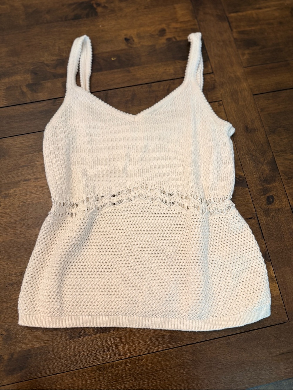 Old Navy White Knit Camisole with Lace Waist Detail